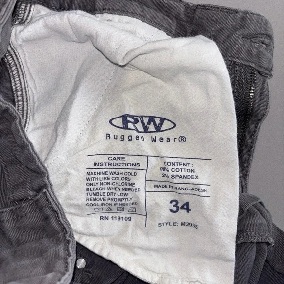 RWD Rugged Wear Men's Cargo Shorts 34 Gray Flex Stretch Utility Work Casual - Picture 6 of 7